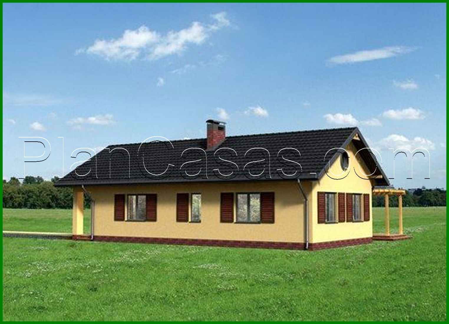 Galería de visualizaciones - Mansion de una planta con gran zona habitable