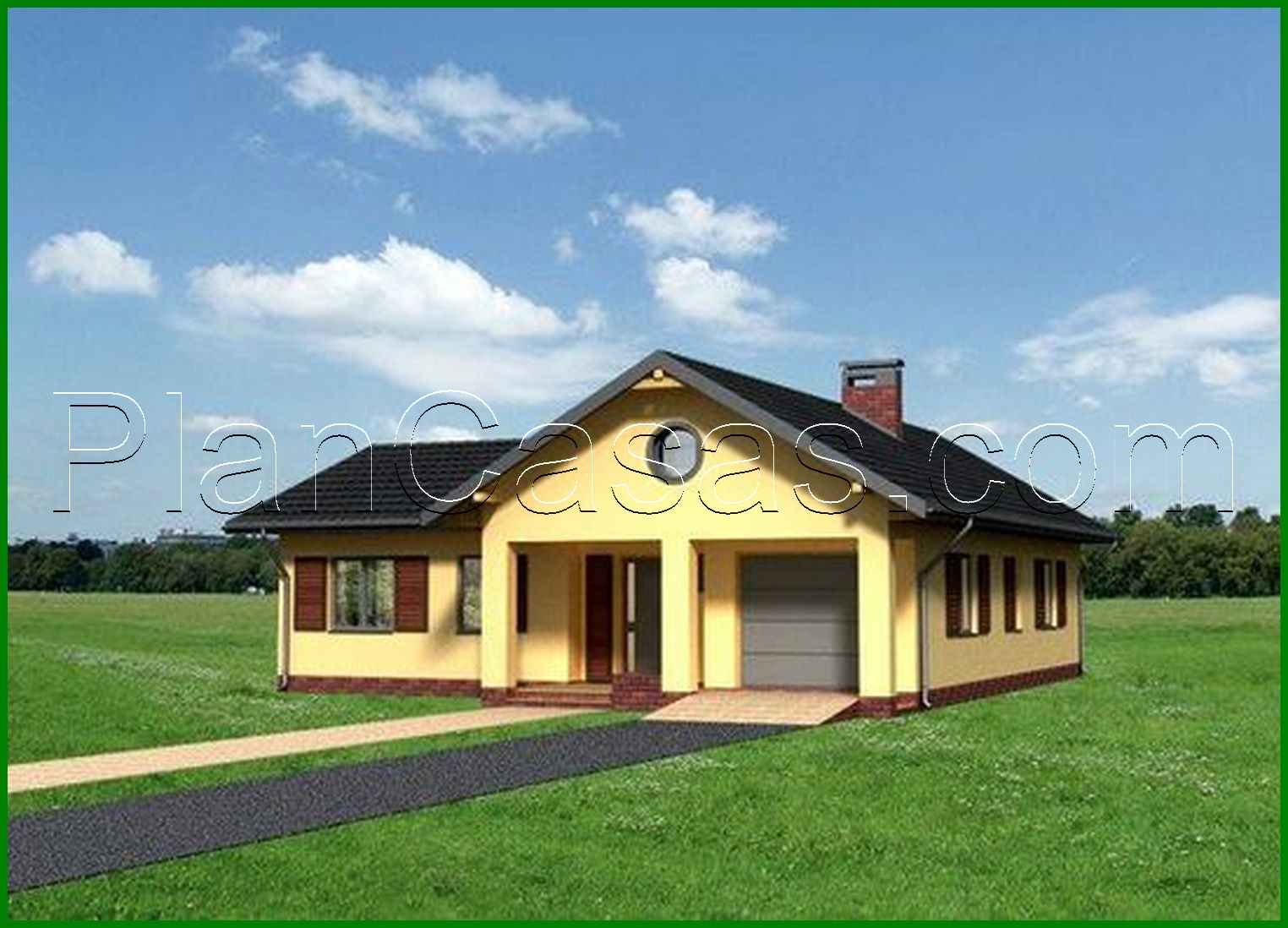 Galería de visualizaciones - Mansion de una planta con gran zona habitable