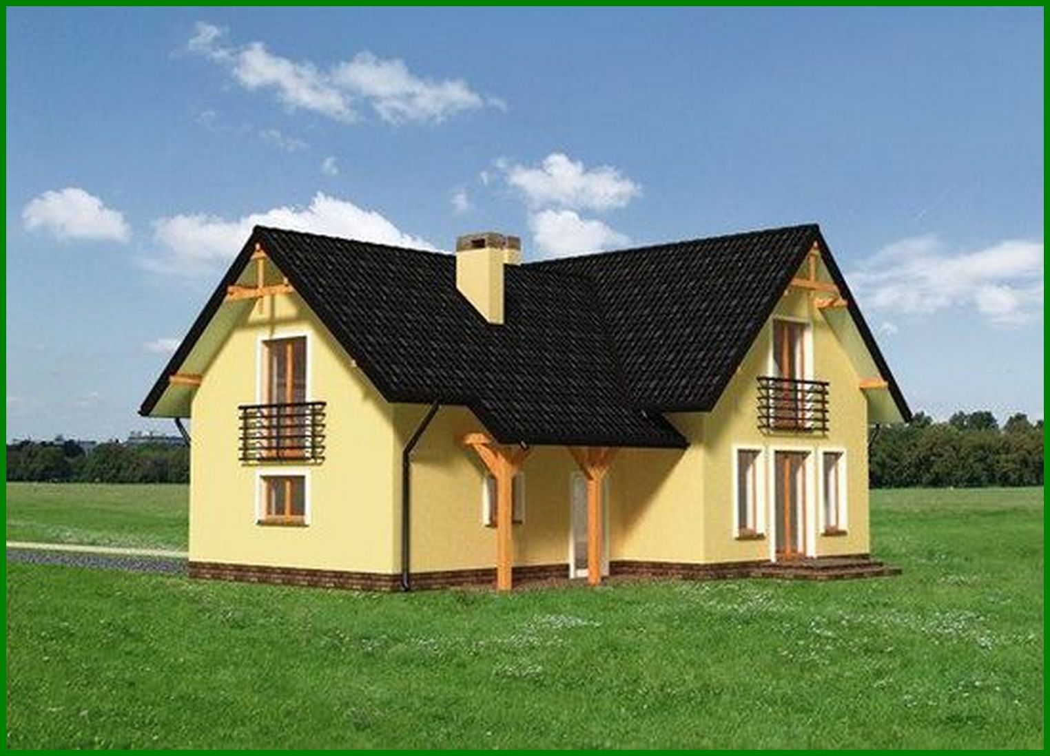 Galería de visualizaciones - Proyecto de una casa de campo original con un area de 180 m2